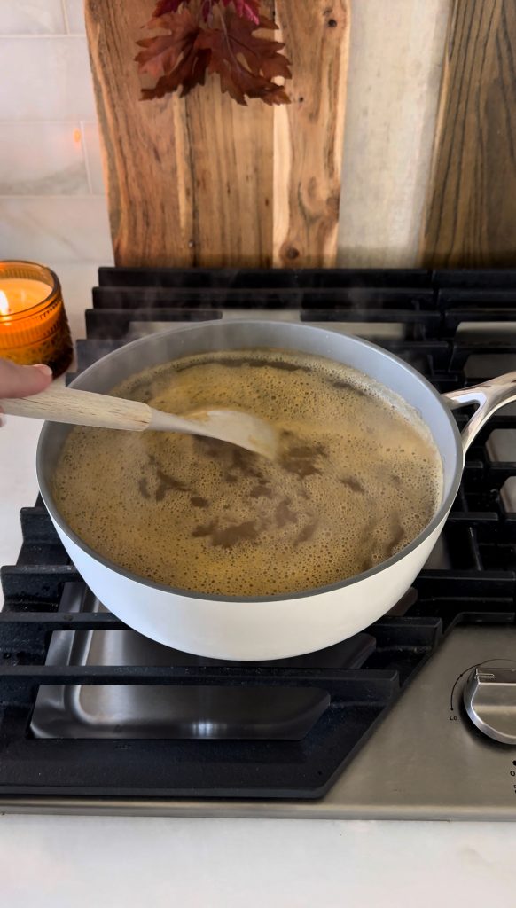 A super easy 1-ingredient Homemade Apple Cider Syrup and Sauce for fall to drizzle on top of pancakes, waffles, hot chocolate, coffee, ice cream, pie, and any other favorite fall treats!