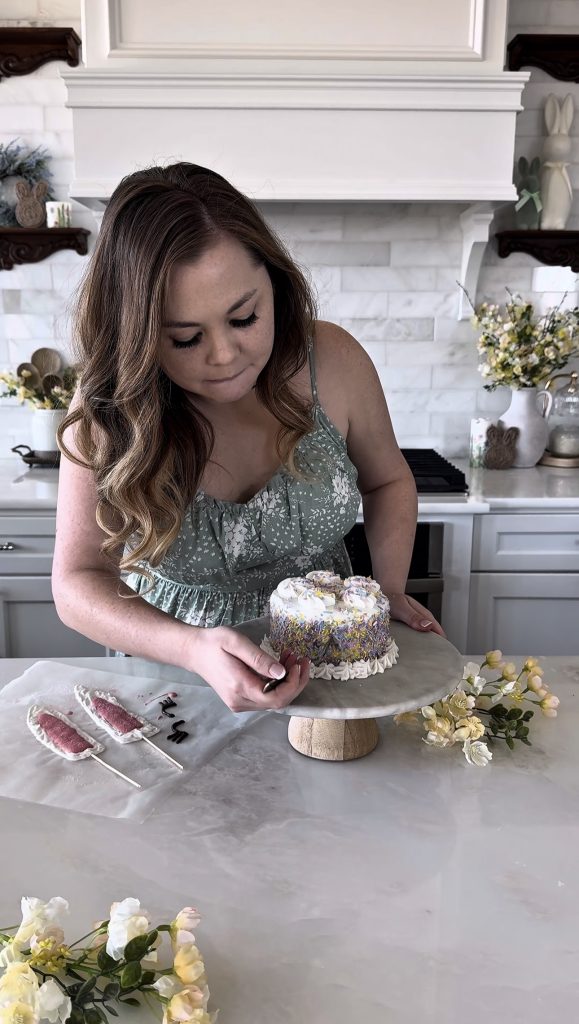 This Bunny Cake is a fun and super easy way to decorate a homemade or store-bought cake for a spring or Easter party.