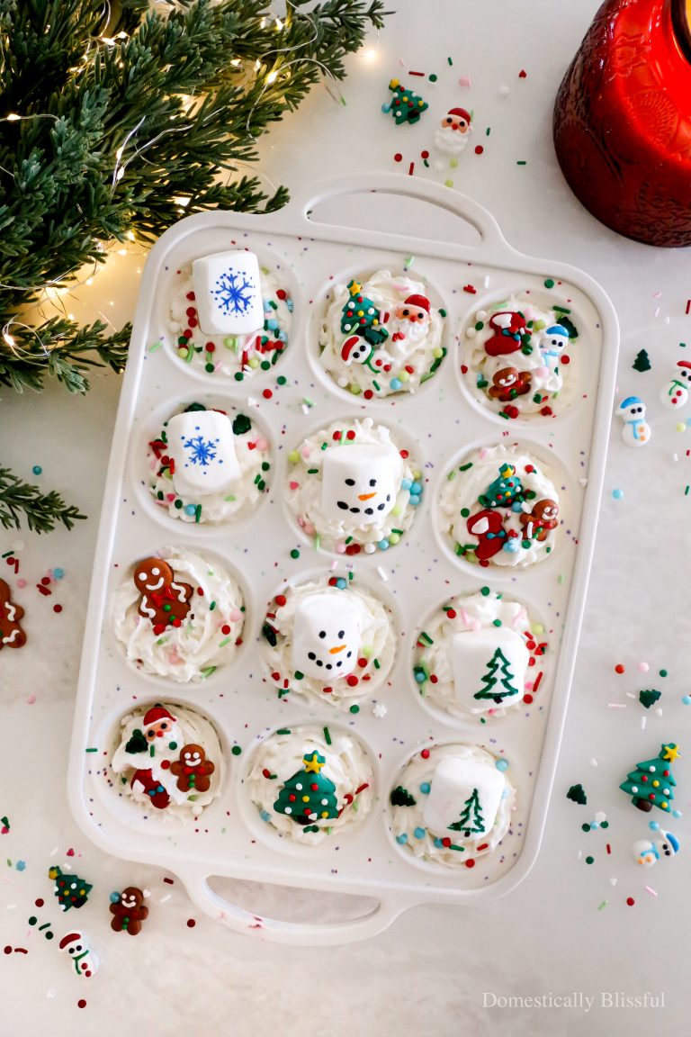 These Christmas Whipped Cream Hot Chocolate Toppers are a quick and easy way to make your hot chocolate extra special this Christmas.