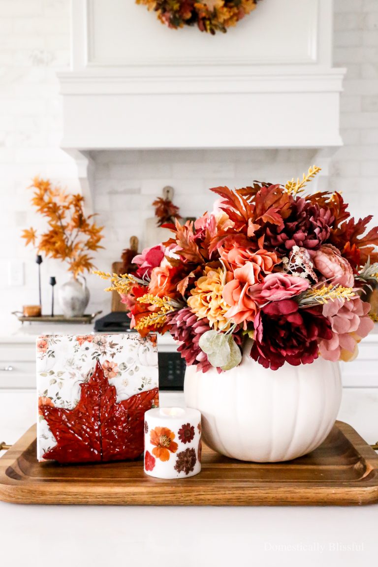 This DIY Clay Leaf Napkin Holder is a fun fall craft that makes a great gift and beautiful autumn decor for your kitchen.