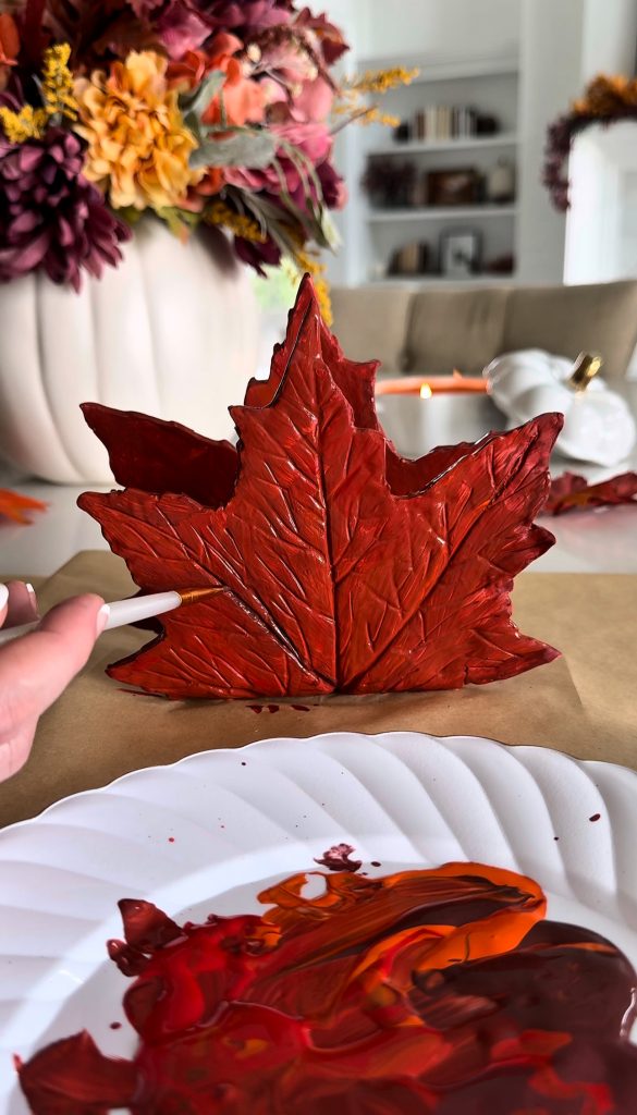 This DIY Clay Leaf Napkin Holder is a fun fall craft that makes a great gift and beautiful autumn decor for your kitchen.