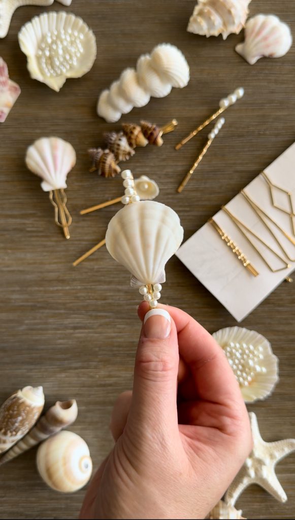 These DIY Seashell Hair Pins are a fun summer craft made with hair pins, seashells, and fake pearls.