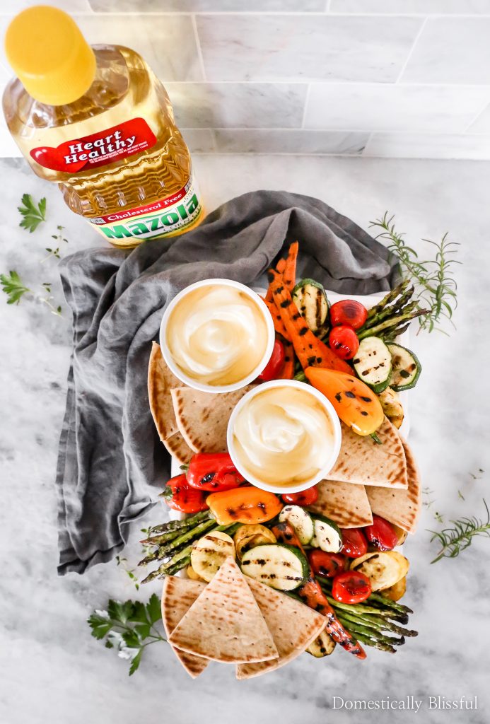 This Marinated Grilled Vegetables with whipped feta and honey is the perfect side dish for your next Mediterranean dinner. 