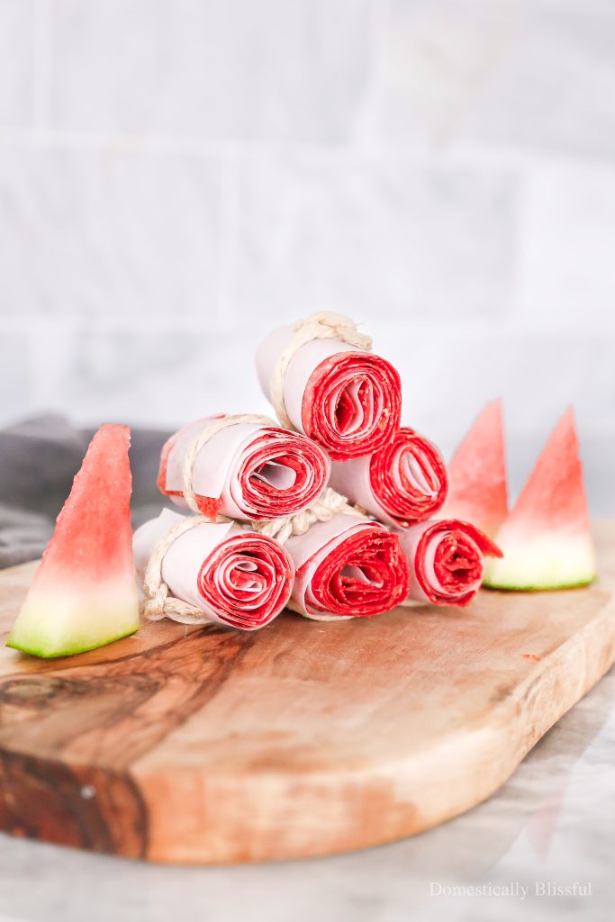 These 2-ingredient Watermelon Fruit Leathers are a fun treat to make on a rainy day with leftover watermelon.