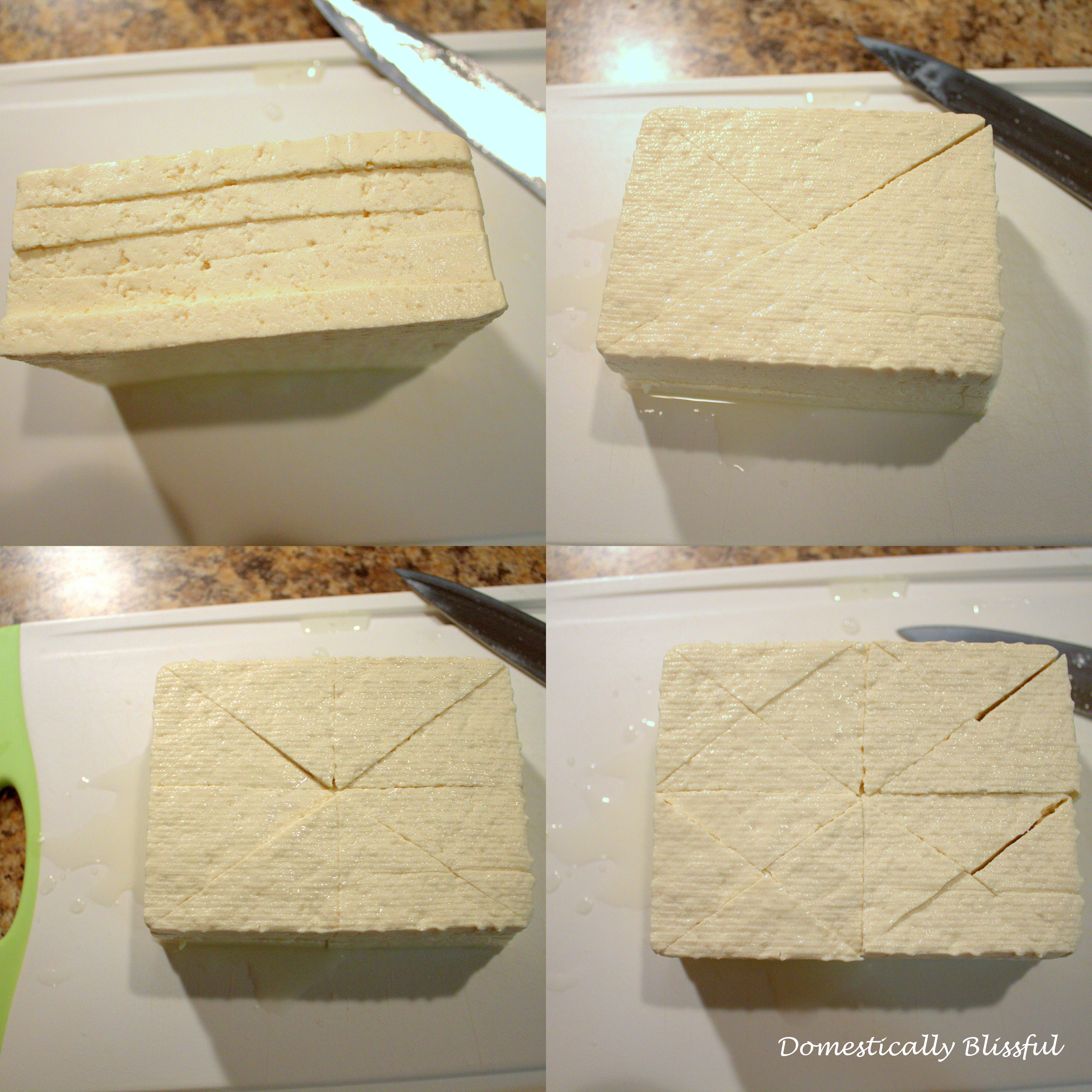 how to cut triangular tofu