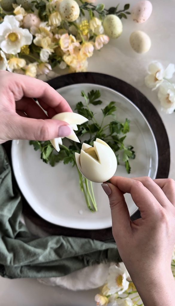 This Egg Tulip Bouquet is a fun way to display and enjoy boiled eggs this Easter & spring season.