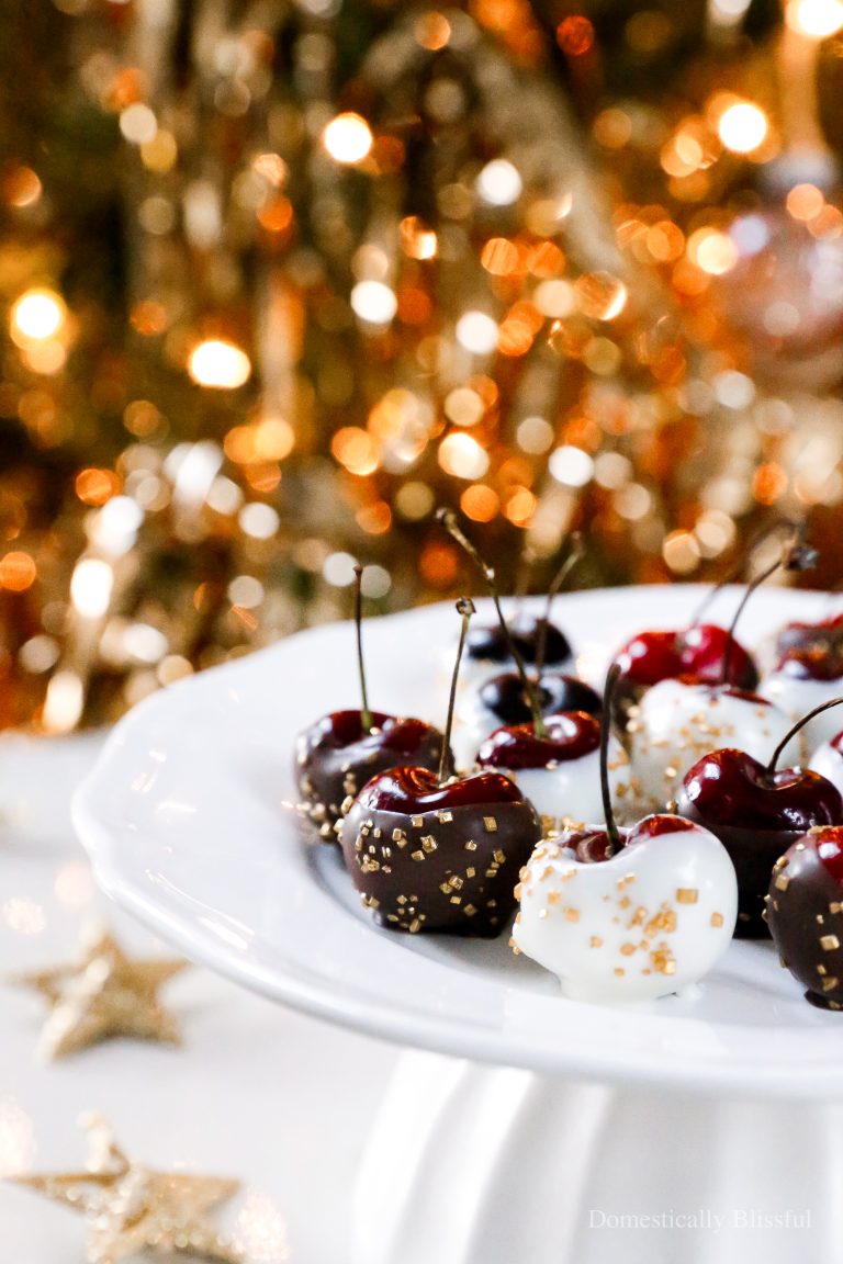 These New Year's Eve Chocolate Dipped Cherries are a fun and festive way to ring in the new year.