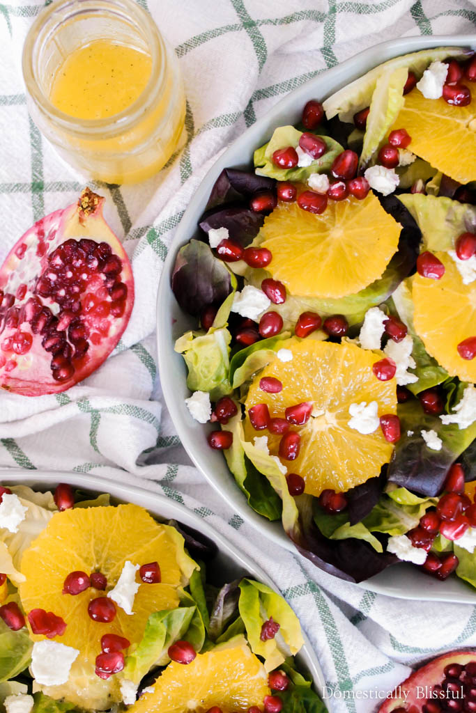 This fresh & colorful Orange Pomegranate Salad with honey orange dressing is a perfect dinner for two or can be enjoyed as a side dish for a family of four!