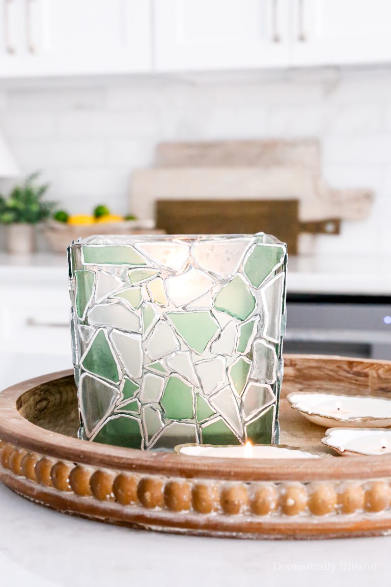 A simple DIY Sea Glass Candle Holder that can be enjoyed all summer!
