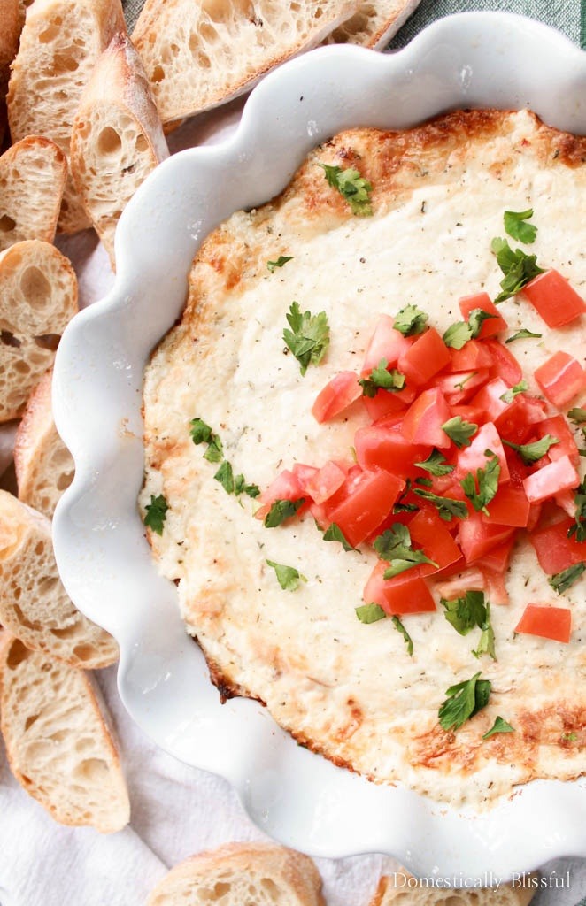 This Smoked Mozzarella Dip is filled with creamy flavors & is the perfect warm appetizer for any party or family gathering!