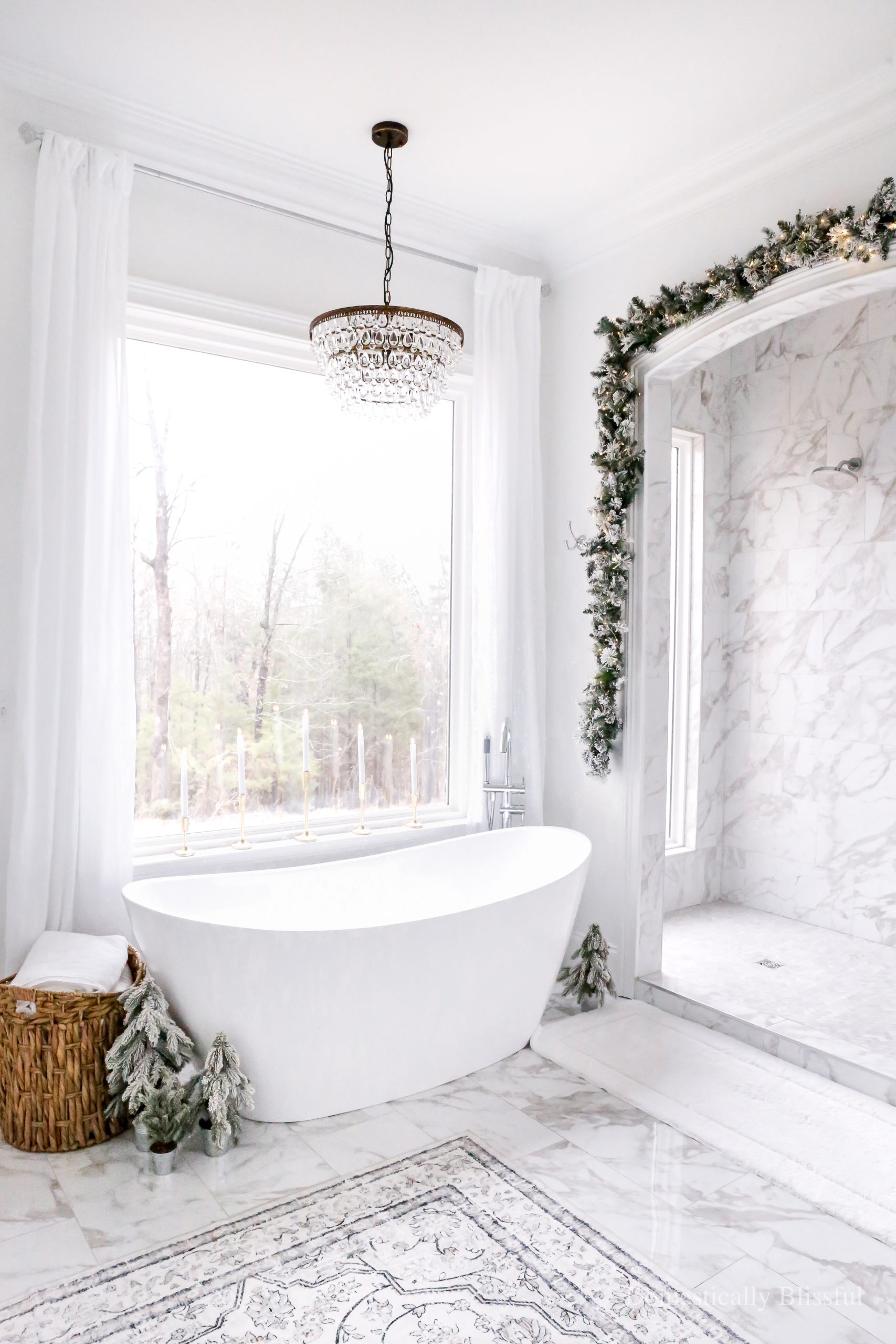 A little tour of our Christmas Bathroom Decor with a simple snowy winter theme.
