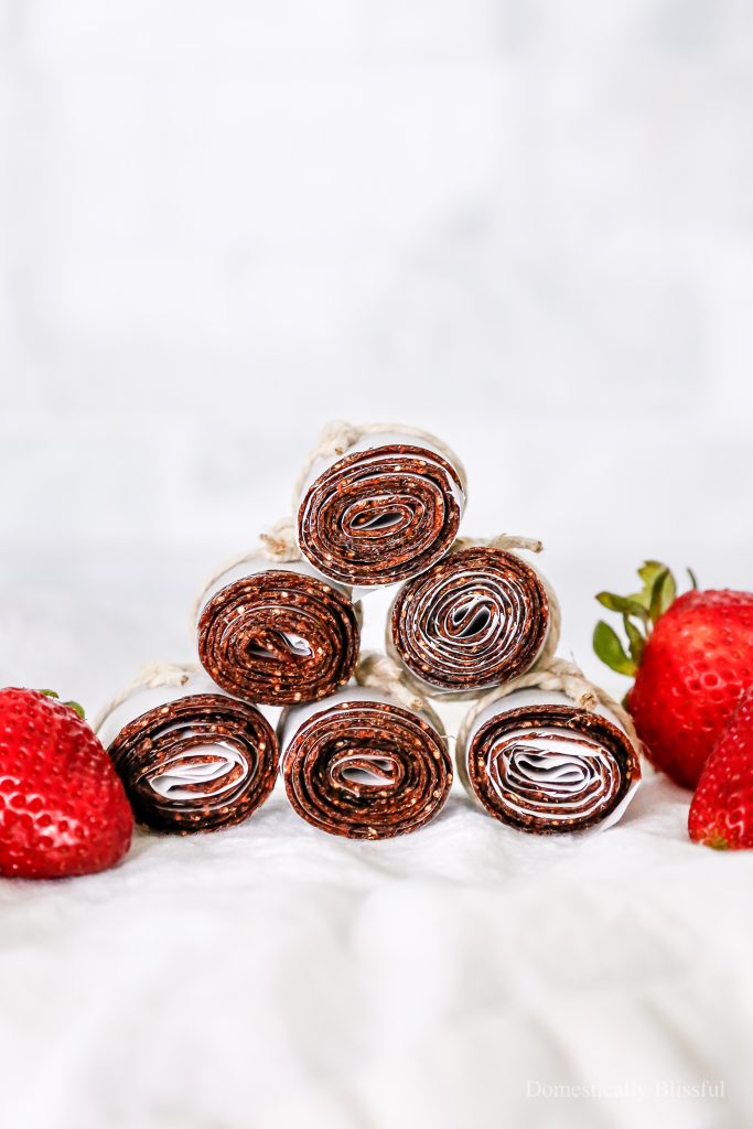2-ingredient homemade strawberry fruit leathers that are super easy to make and that kids love.