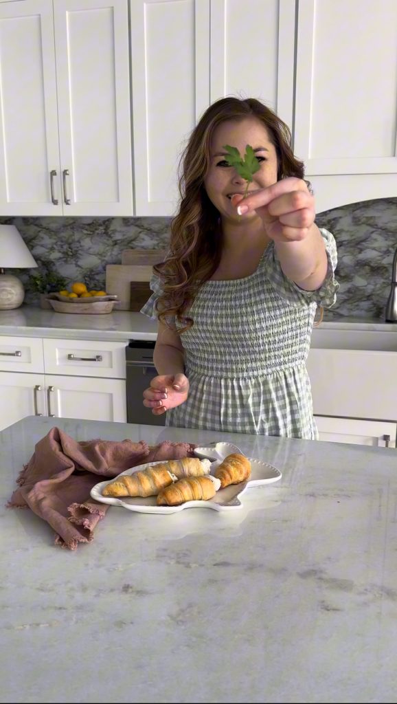 These Stuffed Crescent Roll Carrots are filled with Boursin, cream cheese, fresh parsley, and a squeeze of lemon. It is the perfect savory treat for an Easter brunch or spring party.