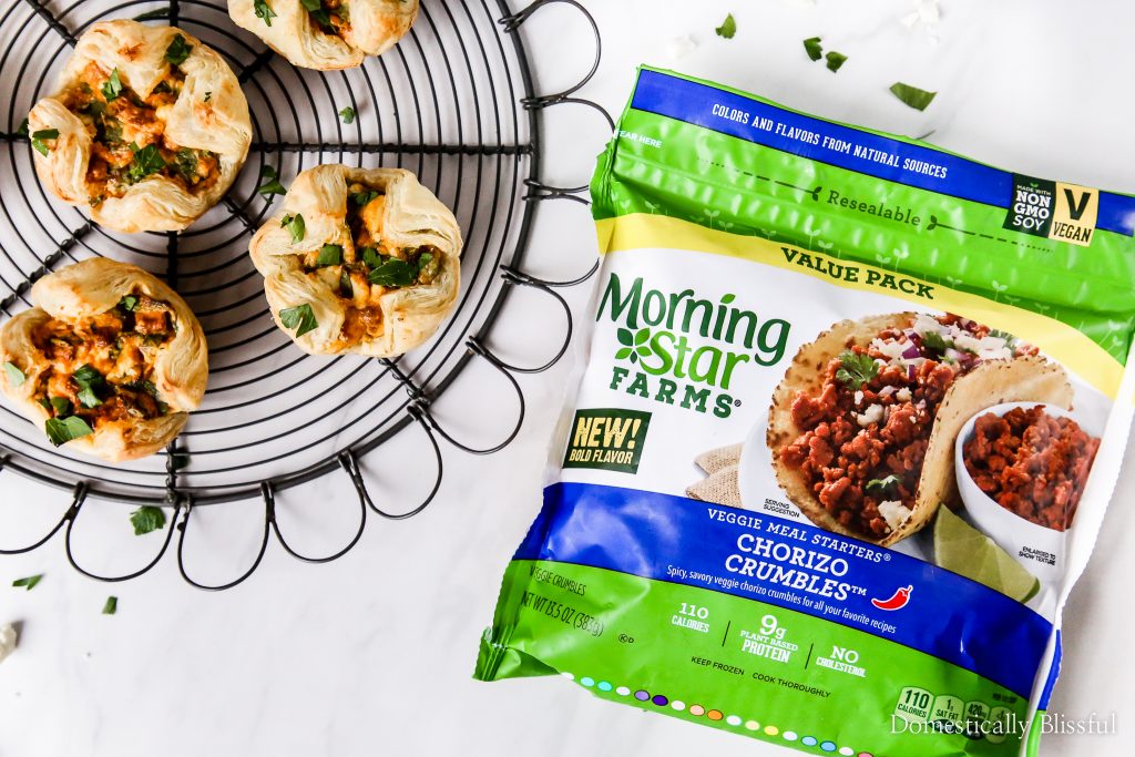  These Vegetarian Chorizo Spinach Cheese Puffs are the perfect last-minute holiday recipe that is quick & easy to create & full of flavor!