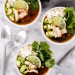 This Vegetarian Tortilla Soup is topped with fresh flavors and oven-roasted corn tortilla chips.