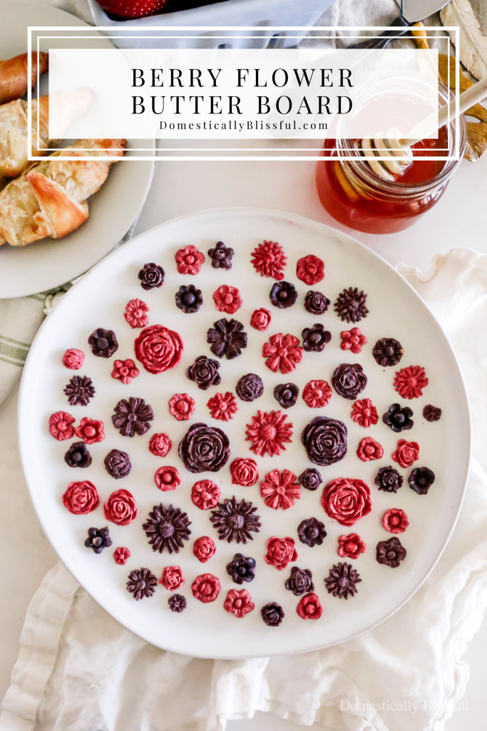 This Berry Flower Butter Board is made with 3 ingredients and is a fun way to elevate your butter for a spring brunch or summer party.