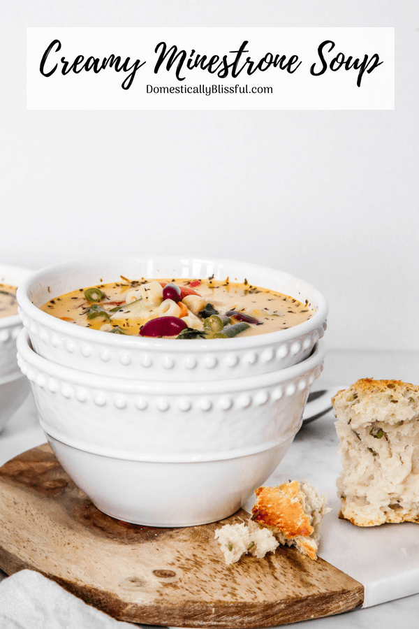 This Creamy Minestrone Soup is a delicious creamy twist on the classic soup recipe that is full of fresh vegetables.