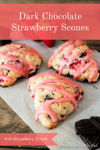 Dark Chocolate Strawberry Scones with Strawberry Drizzle