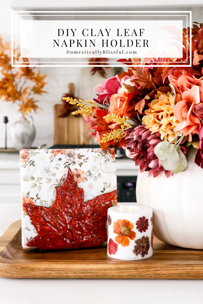 This DIY Clay Leaf Napkin Holder is a fun fall craft that makes a great gift and beautiful autumn decor for your kitchen.