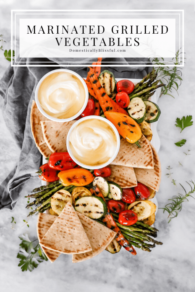 This Marinated Grilled Vegetables with whipped feta and honey is the perfect side dish for your next Mediterranean dinner. 