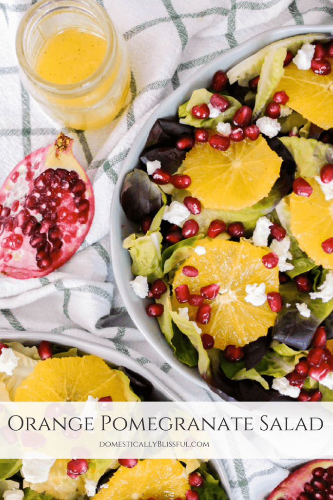 This fresh & colorful Orange Pomegranate Salad with honey orange dressing is a perfect dinner for two or can be enjoyed as a side dish for a family of four!