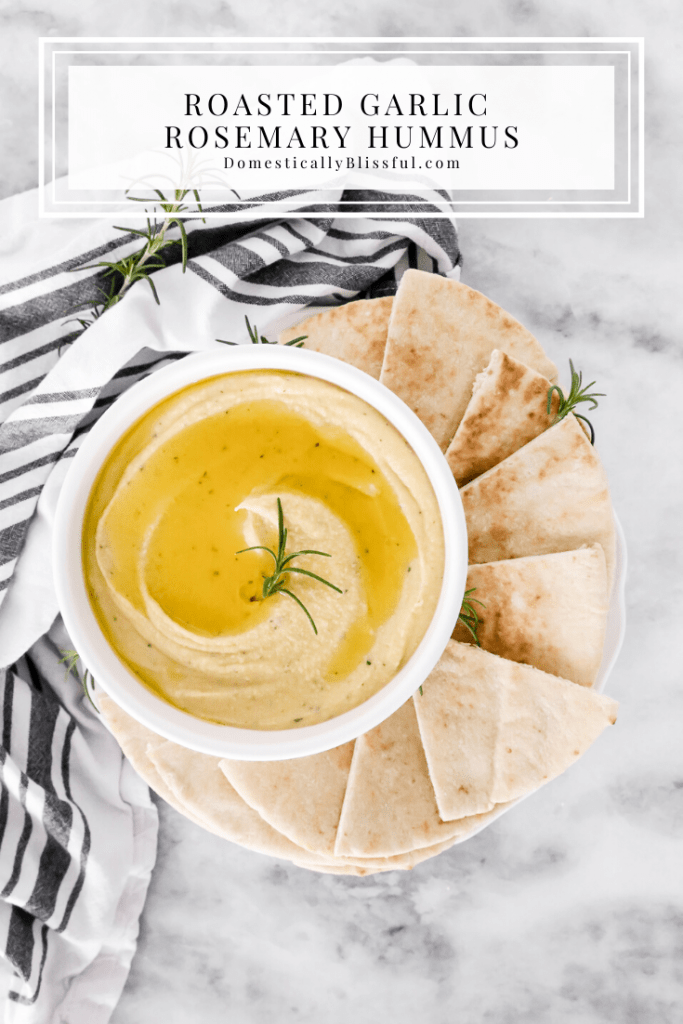 You only need 6 ingredients (no tahini) for this creamy Roasted Garlic Rosemary Hummus!