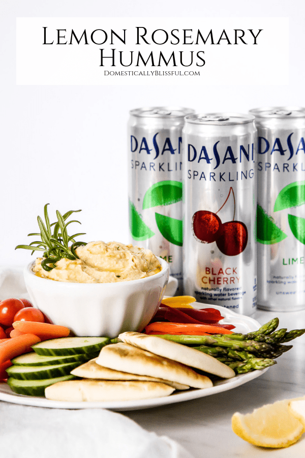 This Lemon Rosemary Hummus is bursting with fresh flavor & pairs perfectly with colorful vegetables & DASANI® Sparkling.