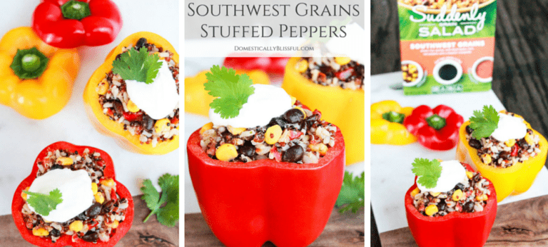 Southwest Grains Stuffed Peppers is a delicious appetizer, side, or main dish for a summer party or simply a dinner for two!