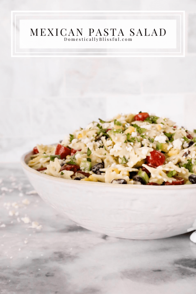 This Mexican Pasta Salad is a colorful vegetarian pasta recipe filled with fresh vegetables and topped with Panera Creamy Buttermilk Ranch+Dip at Publix.