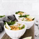 This Thai Tofu Noodle Soup is a vegetarian soup filled with noodles, tofu, and fresh vegetables and is topped with cashews, cilantro, chives, and fresh-squeezed lime!