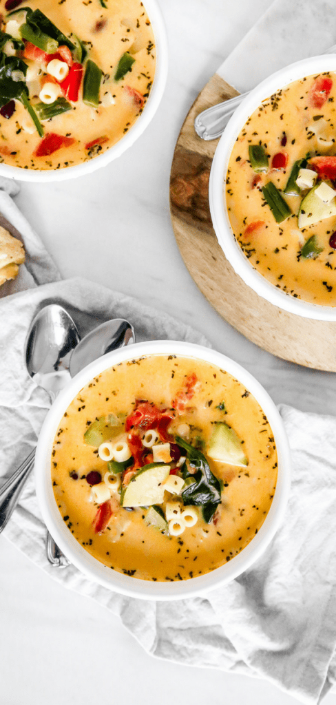 This Creamy Minestrone Soup is a delicious creamy twist on the classic soup recipe that is full of fresh vegetables.