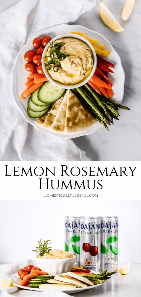 This Lemon Rosemary Hummus is bursting with fresh flavor & pairs perfectly with colorful vegetables & DASANI® Sparkling.